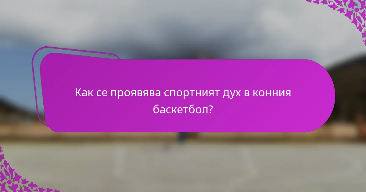 Как се проявява спортният дух в конния баскетбол?