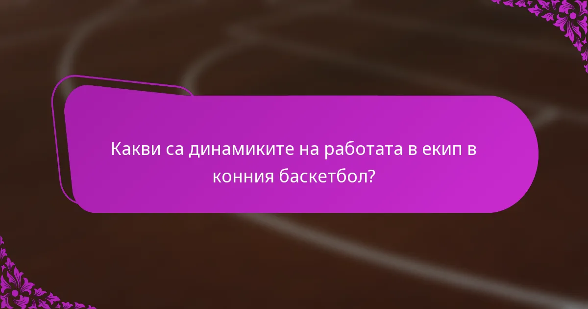 Какви са динамиките на работата в екип в конния баскетбол?