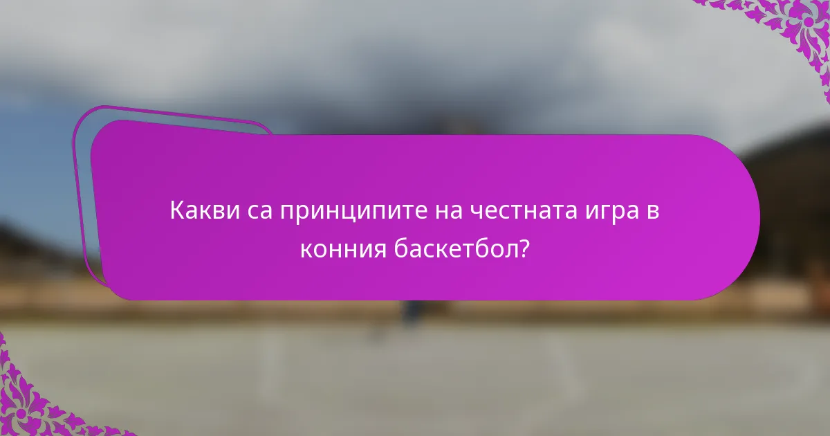 Какви са принципите на честната игра в конния баскетбол?